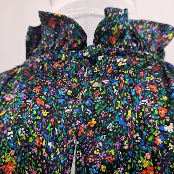 Cynthia Rowley Tina Silk Floral Ditsy Ruffle Mini Dress Size 8 Multi-Color NWT - Picture 13 of 16